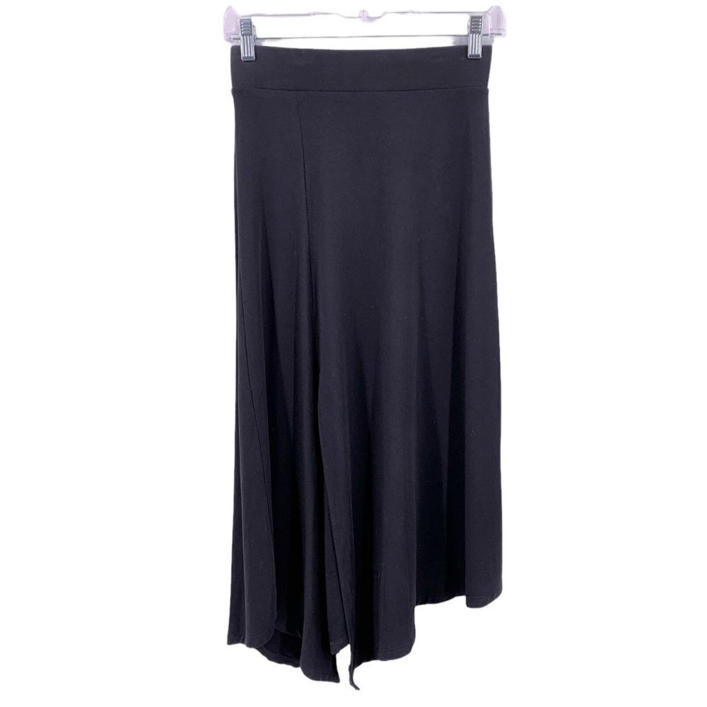 Margaret O'leary Black Jersey Asymmetrical Midi Skirt Size XS